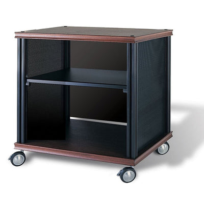 Salamander Designs Saturn Wheels SA/C/10, wood mobile AV cart angled view