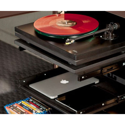 Salamander Designs Synergy or Chameleon Pull-Out Shelf SA/PS2, turntable shelf and media drawer open
