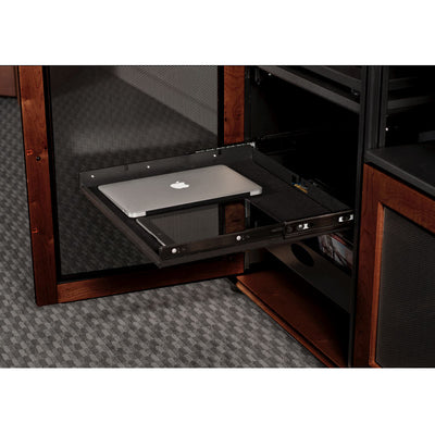 Salamander Designs Synergy or Chameleon Storage Tray SA/UST, rack shelf holding a closed laptop