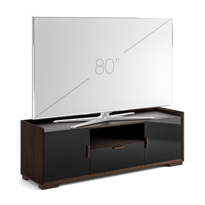 Salamander Designs AV Basics SDAV2 7224 TV Stand SDAV2/7224/W, dark media console with 80-inch television front view
