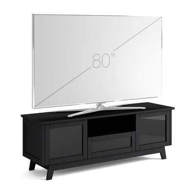 Salamander Designs AV Basics SDAV5 7225 TV Stand SDAV5/7225/BO, black media console with 80-inch television front view