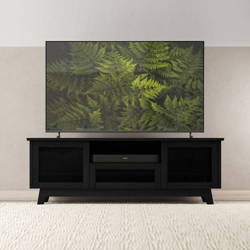 Salamander Designs AV Basics SDAV5 7225 TV Stand SDAV5/7225/BO, black media console installed room view