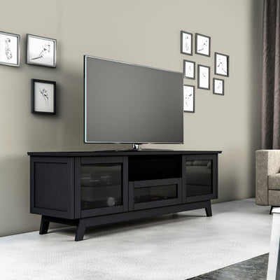 Salamander Designs AV Basics SDAV5 7225 TV Stand SDAV5/7225/BO, black media console installed alternate room view