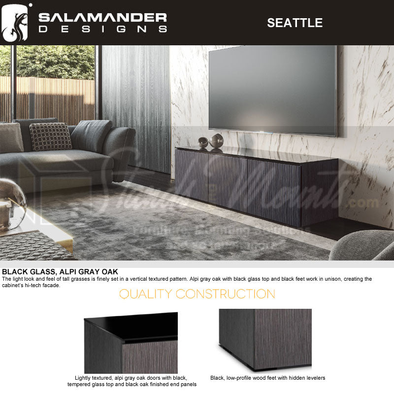 Salamander Designs Seattle 347 AV Cabinet C/SE347/GO, installed media cabinet and finish options