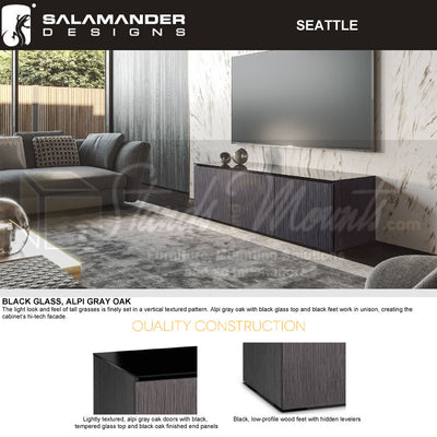 Salamander Designs Seattle 347 AV Cabinet C/SE347/GO, installed media cabinet and finish options
