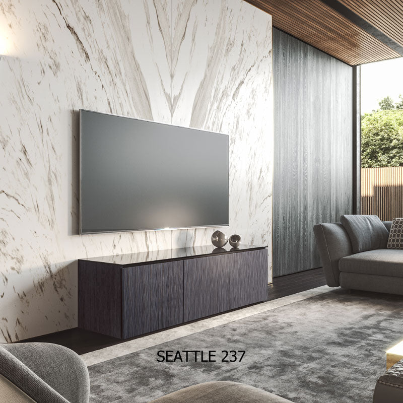 Salamander Designs Seattle 347 AV Cabinet C/SE347/GO, AV cabinet installed living room view