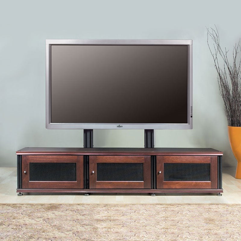 Salamander Designs Synergy Cabinet Integrated TV Mount SL/PM2/B, entertainment center with display front view, alternate finish