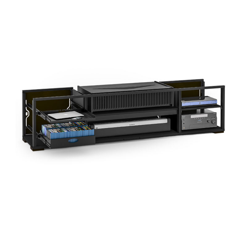 Salamander Designs Chicago 245 Deep Projector Cabinet X3/SNY245CH/BO, low-profile AV component rack front three-quarter view