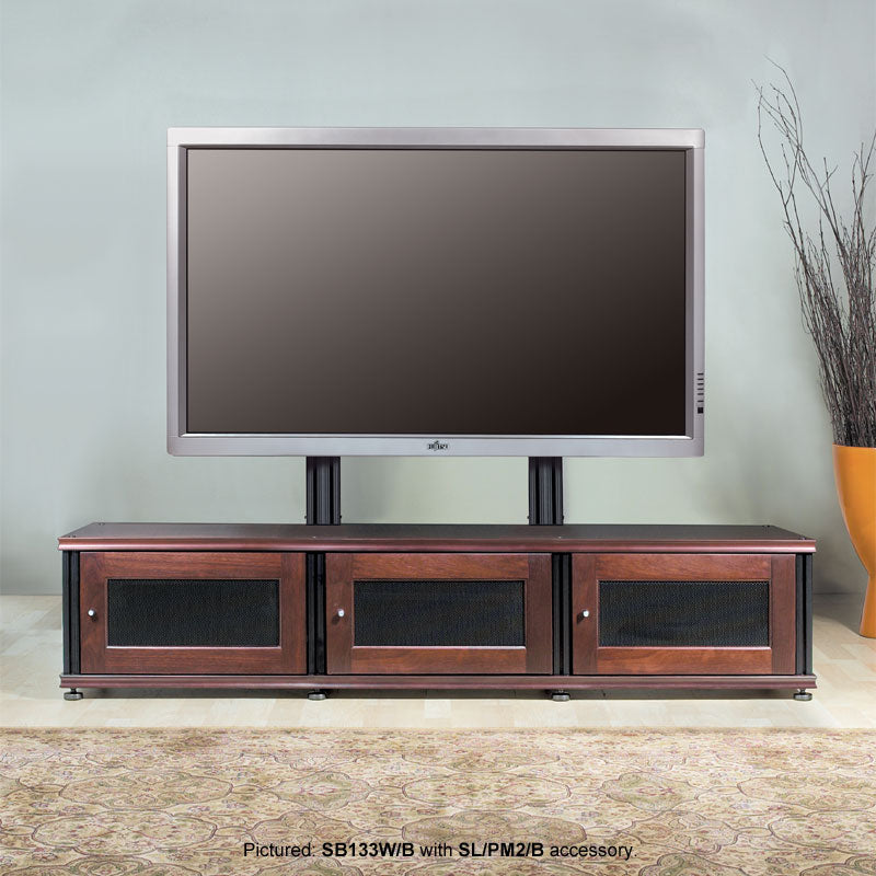 Salamander Designs Synergy 133 AV Cabinet SB133W/A, TV floor stand installed living room view