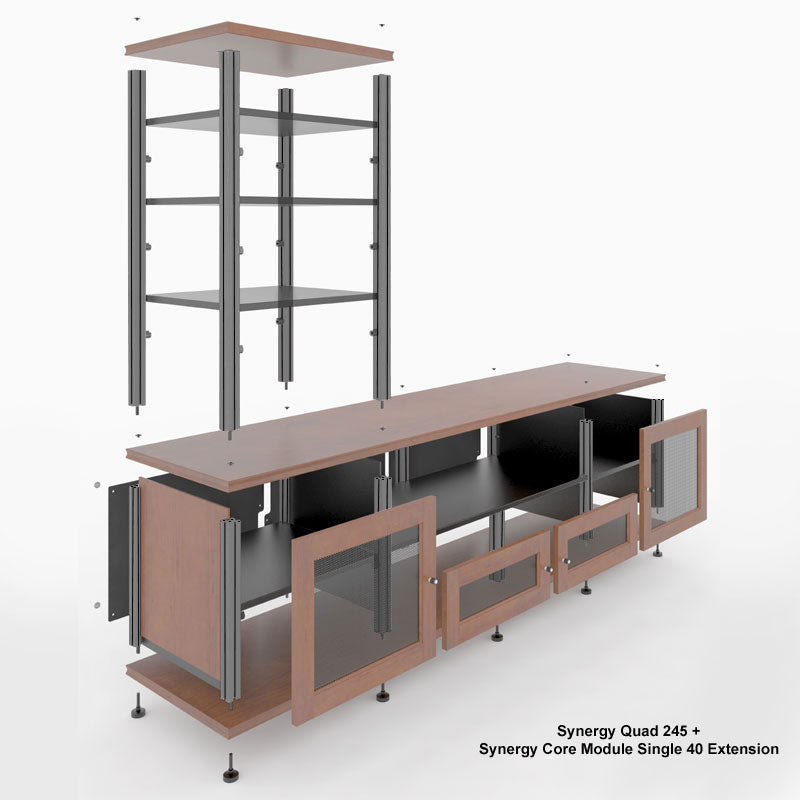 Salamander Designs Synergy Core Module Triple 30 SL30W/B, modular AV cabinet exploded construction view