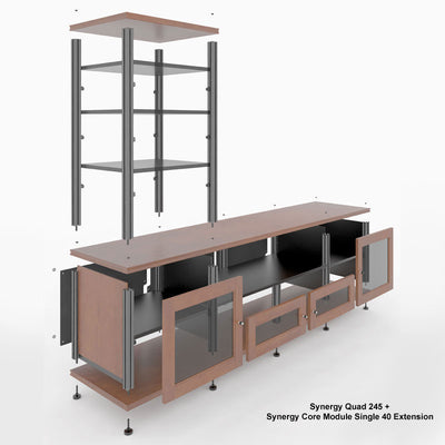 Salamander Designs Synergy Core Module Triple 30 SL30W/B, modular AV cabinet exploded construction view