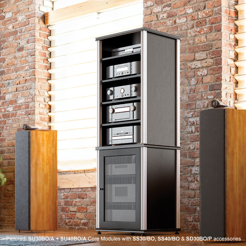 Salamander Designs Synergy Core Module Single 40 SU40W/B, audio rack cabinet installed listening room