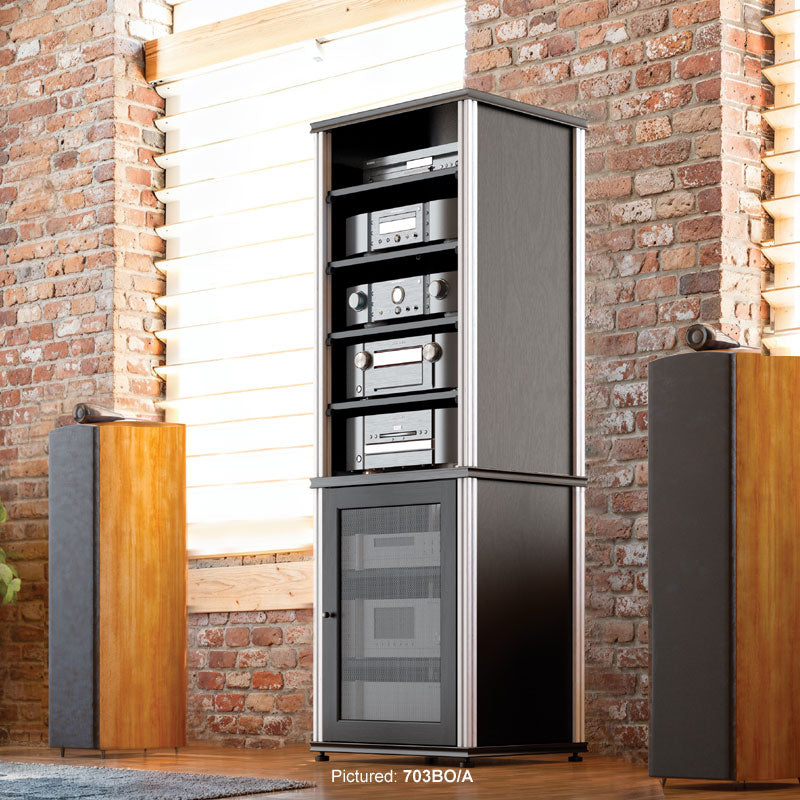 Salamander Designs Synergy 703 AV Cabinet 703BO/A, audio rack cabinet installed listening room view