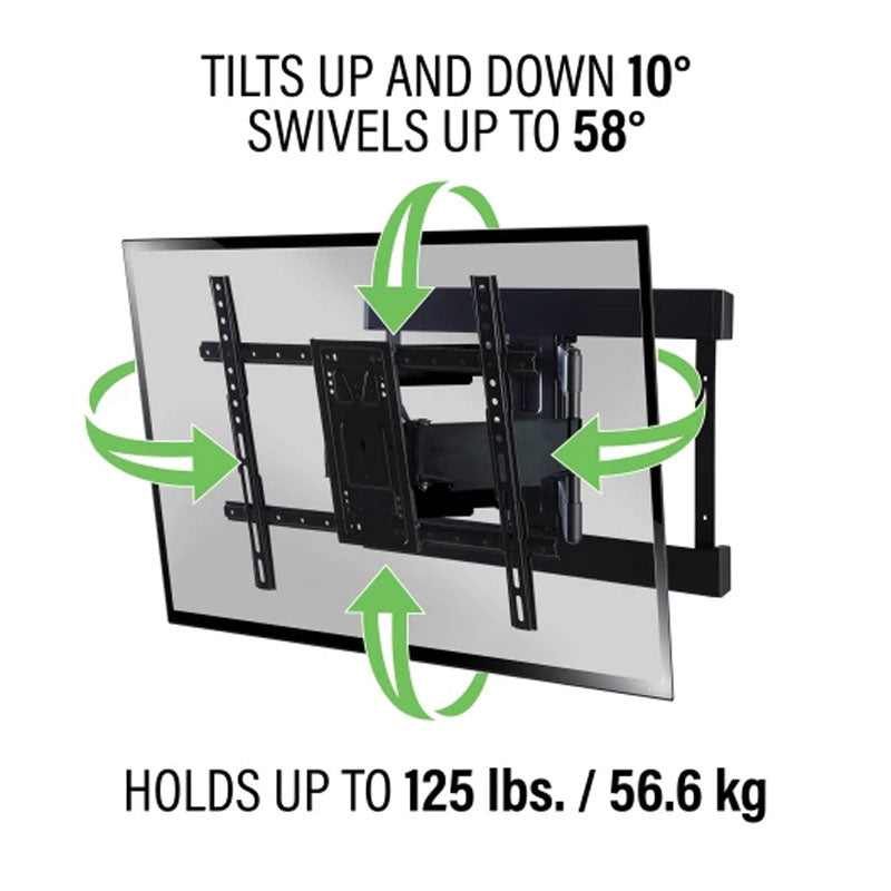 Sanus Large Super Slim Full Motion TV Mount VLFS820-B2, full-motion TV wall mount tilt and swivel range