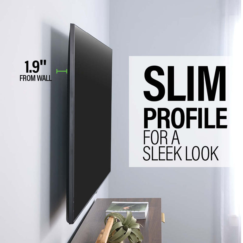 Sanus Medium Adv Full-Motion 4D + Shift TV Mount VMF822-B2, slim-profile wall mount side view