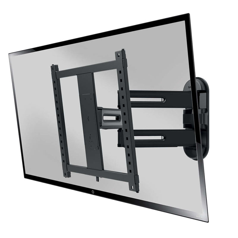 Sanus Medium Adv Full-Motion 4D + Shift TV Mount VMF822-B2, full-motion wall mount rear angled view