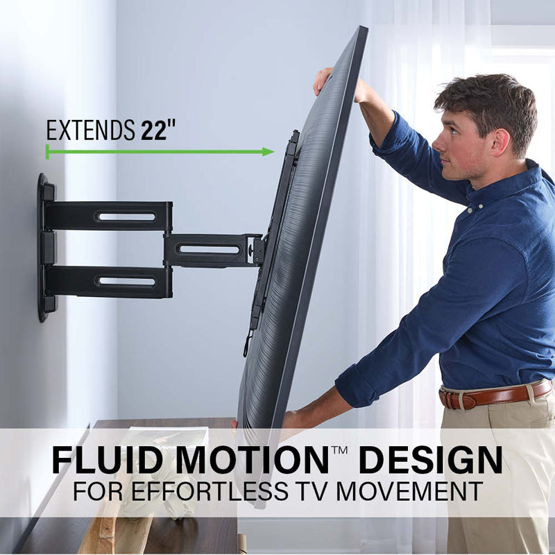 Sanus Medium Adv Full-Motion 4D + Shift TV Mount VMF822-B2, wall mount extension demonstration