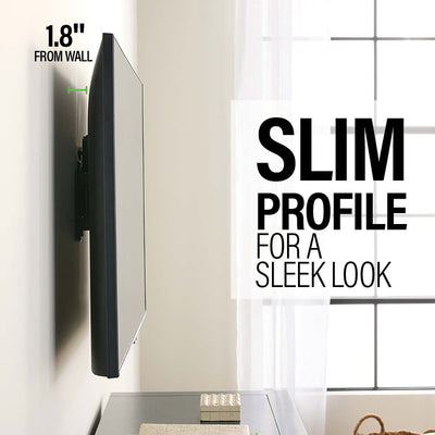 Sanus Small Adv Full-Motion 4D + Shift TV Mount VSF817-B2, wall-mounted television in a slim side profile