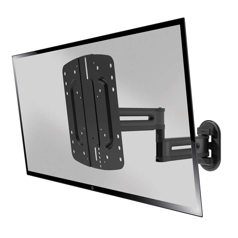 Sanus Small Adv Full-Motion 4D + Shift TV Mount VSF817-B2, rear of a display on a full-motion wall mount