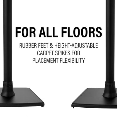 Sanus Fixed Speaker Stands WSSE12-B2, speaker stand rubber feet and carpet spike options