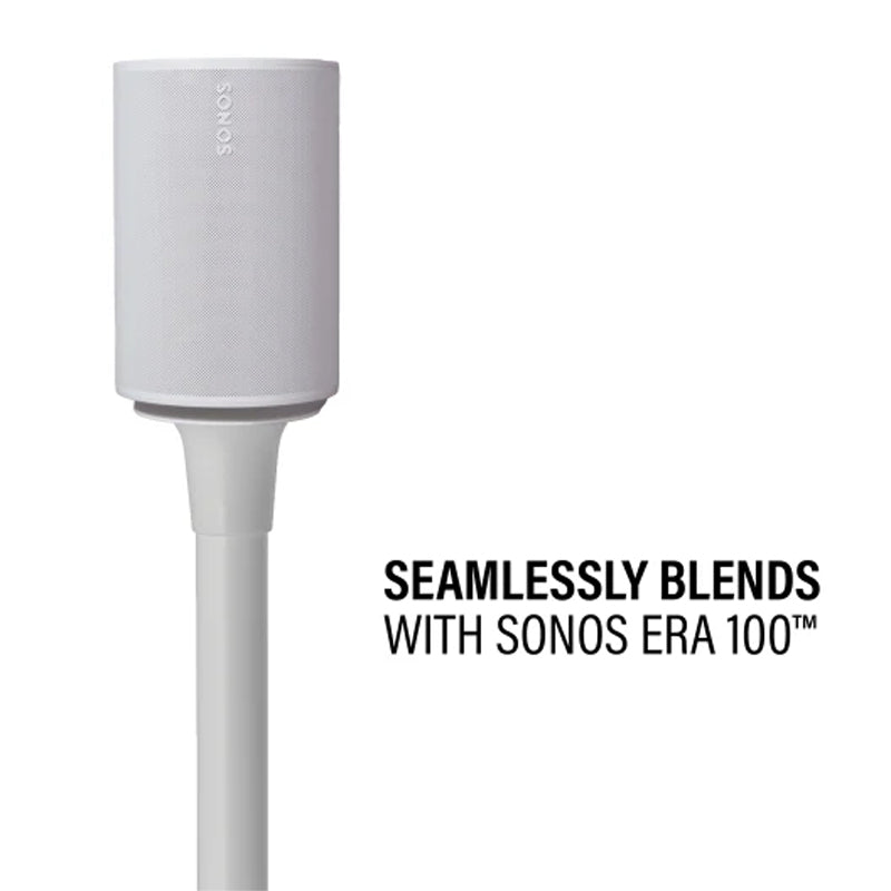 Sanus Fixed Speaker Stands WSSE12-W2, speaker fitted on white stand