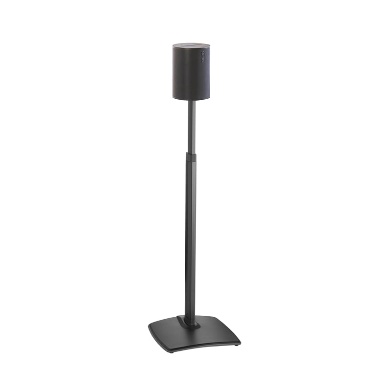 Sanus Height Adjust Speaker Stands WSSE1A2-B2, black speaker floor stand front view