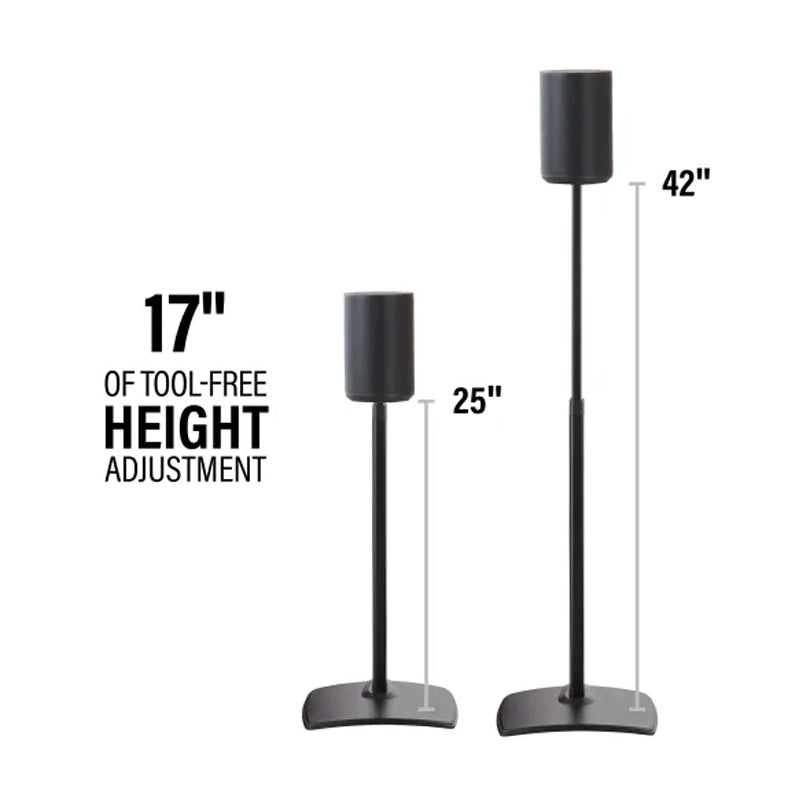 Sanus Height Adjust Speaker Stands WSSE1A2-B2, speaker floor stand adjustable height options