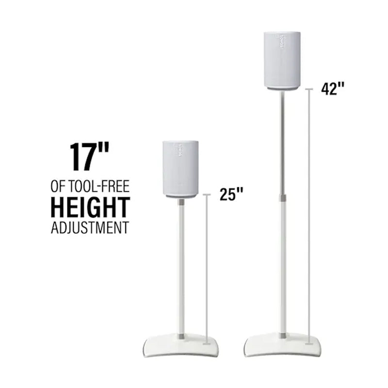 Sanus Height Adjust Speaker Stands WSSE1A2-W2, speaker stand height adjustment comparison