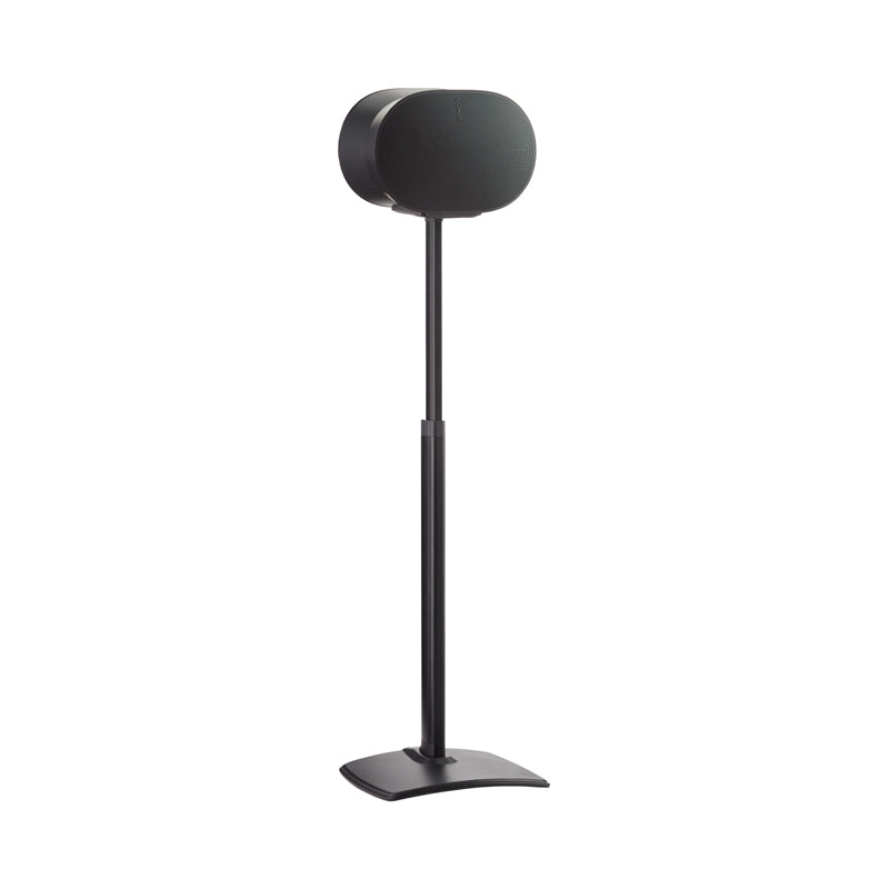 Sanus Height Adjust Speaker Stands WSSE3A2-B2, black speaker floor stand front view