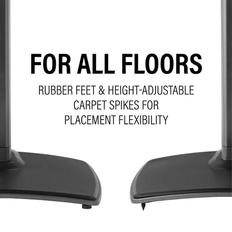 Sanus Height Adjust Speaker Stands WSSE3A2-B2, speaker stand rubber feet and carpet spikes