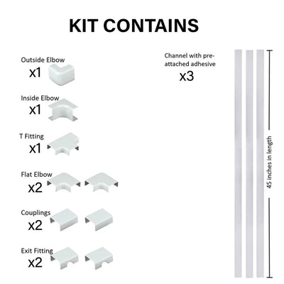 Sanus 10-Piece Cable Organization Kit CCS3KWH, paintable cable raceway kit contents