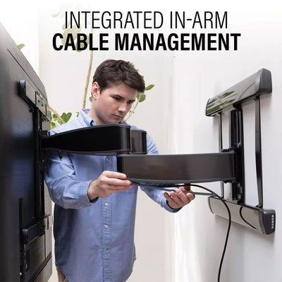 Sanus XL Advanced Full-Motion TV Wall Mount VXF830-B2, integrated in-arm cable management demonstration