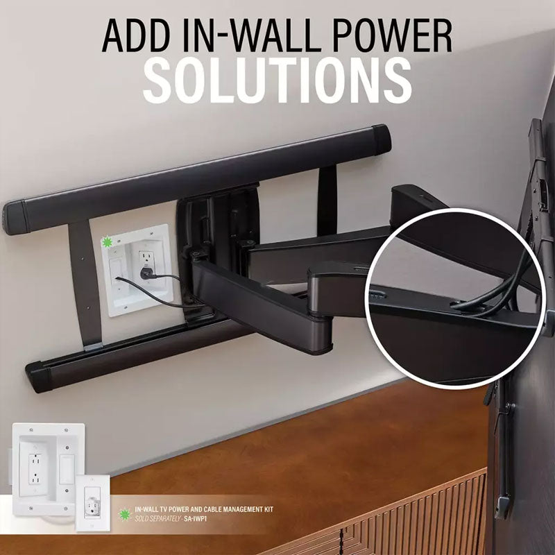Sanus XL Advanced Full-Motion TV Wall Mount VXF830-B2, wall mount with in-wall power and cable management