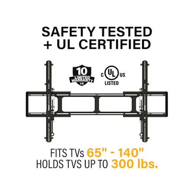 Sanus XXL Fixed TV Wall Mount VXL7-B2, wall mount safety load rating graphic