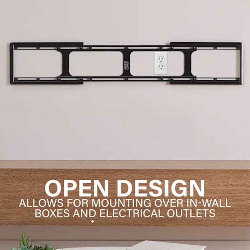 Sanus XXL Fixed TV Wall Mount VXL7-B2, open wall mount frame positioned over outlet