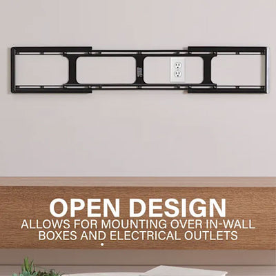 Sanus XXL Fixed TV Wall Mount VXL7-B2, open wall mount frame positioned over outlet