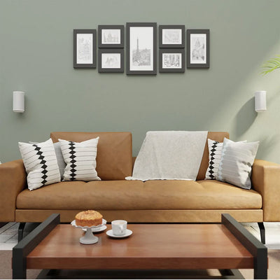 Sanus Fixed Speaker Wall Mounts WSFME12-W2, speaker wall mount pair installed living room view