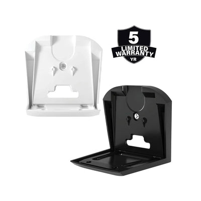 Sanus Fixed Speaker Wall Mount WSFME31-W2, black and white speaker wall brackets in rear and open views