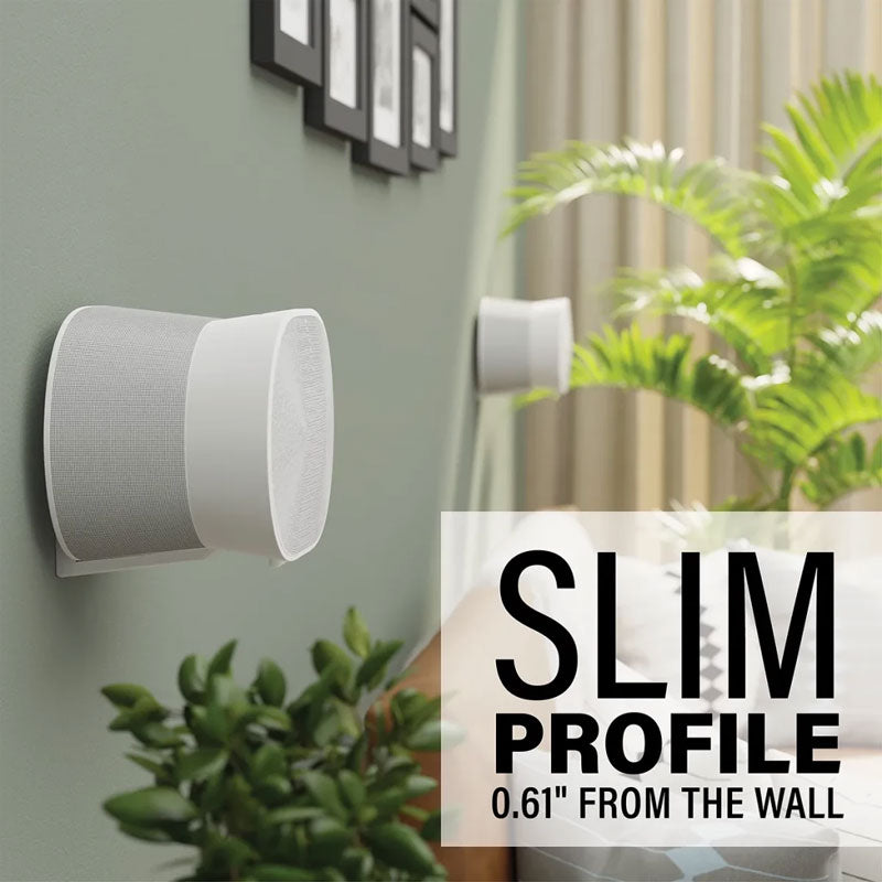 Sanus Fixed Speaker Wall Mounts WSFME32-W2, white wall-mounted speaker slim-profile installation