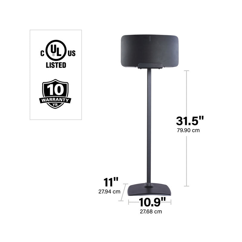 Sanus Fixed Speaker Stands WSS52-B2, speaker floor stand dimensions diagram