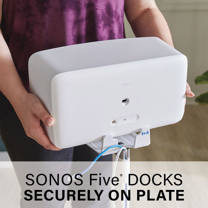 Sanus Fixed Speaker Stands WSS52-W2, Sonos Five secured on stand plate