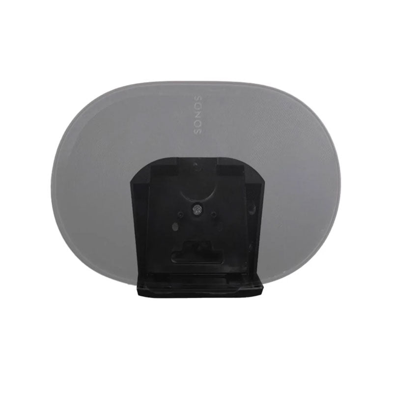 Sanus Adjustable Speaker Wall Mounts WSWME32-B2, speaker installed on the wall bracket in a rear view