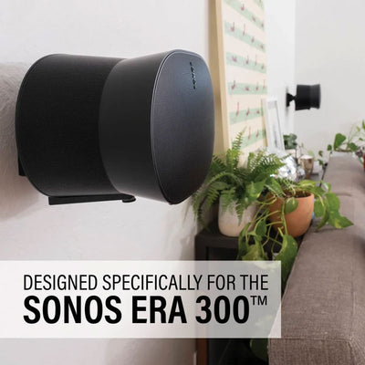 Sanus Adjustable Speaker Wall Mounts WSWME32-B2, speaker mounted on a wall in a side room view