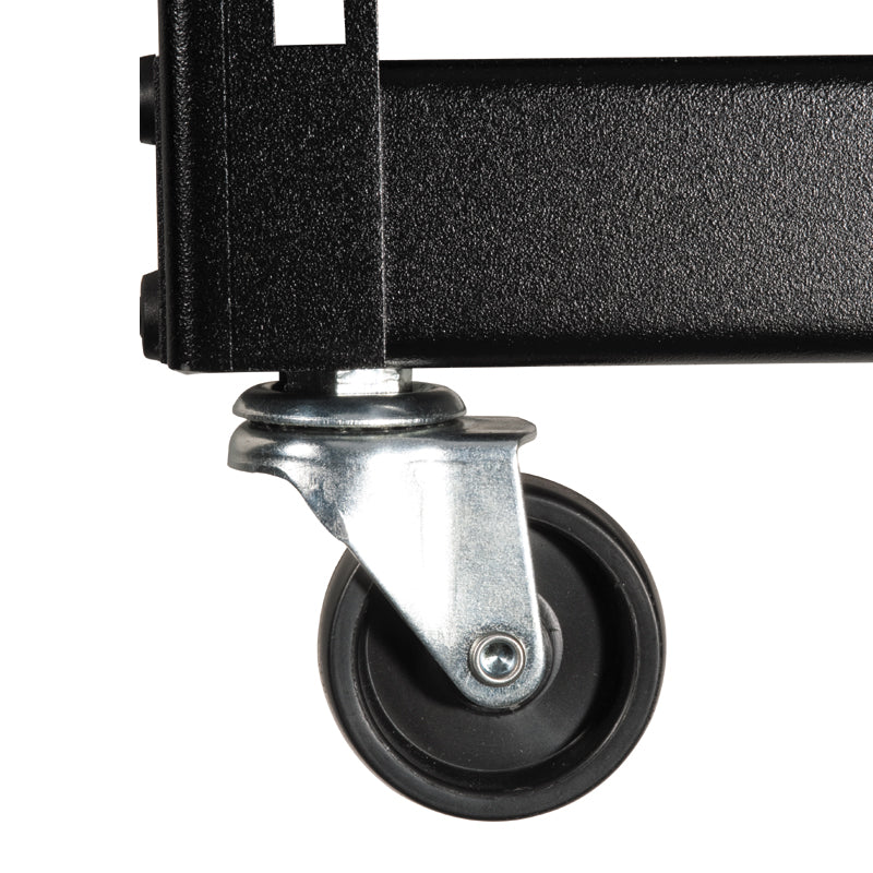 Sanus Open Frame AV Rack Casters CA6CK-B1, threaded caster installed on frame