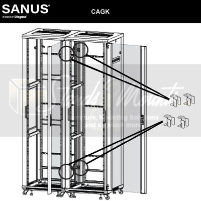 Sanus Rack Ganging Kit CAGK-B1, equipment rack cable-grommet diagram