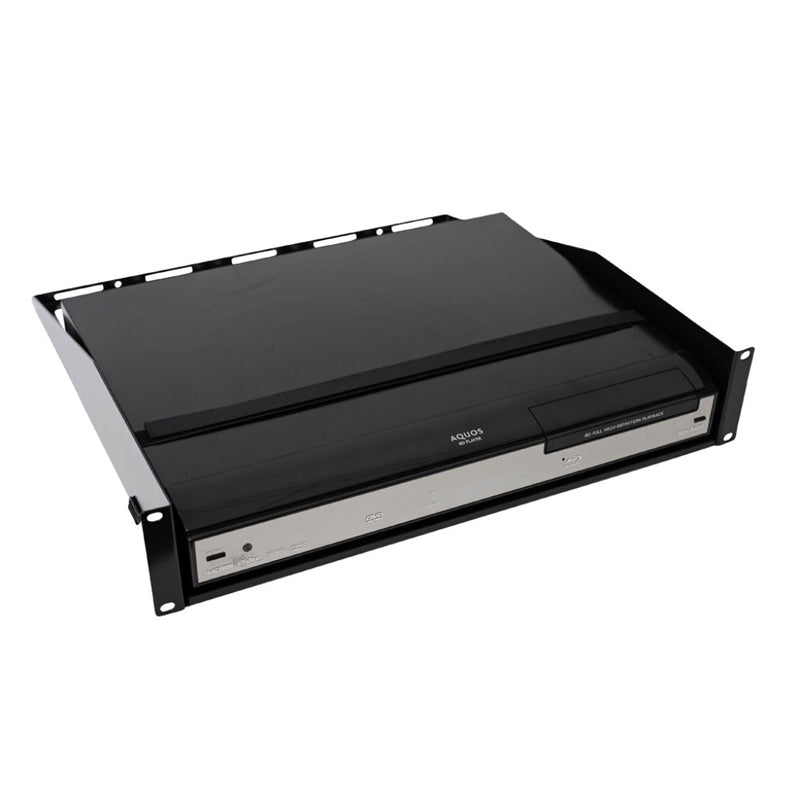 Sanus Vented Rack Utility Shelf CASH22-B1, rack-mounted component shelf with equipment