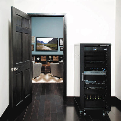 Sanus L-Shaped Tie Bars CATBL210-B1, rackmount power conditioner installed equipment rack