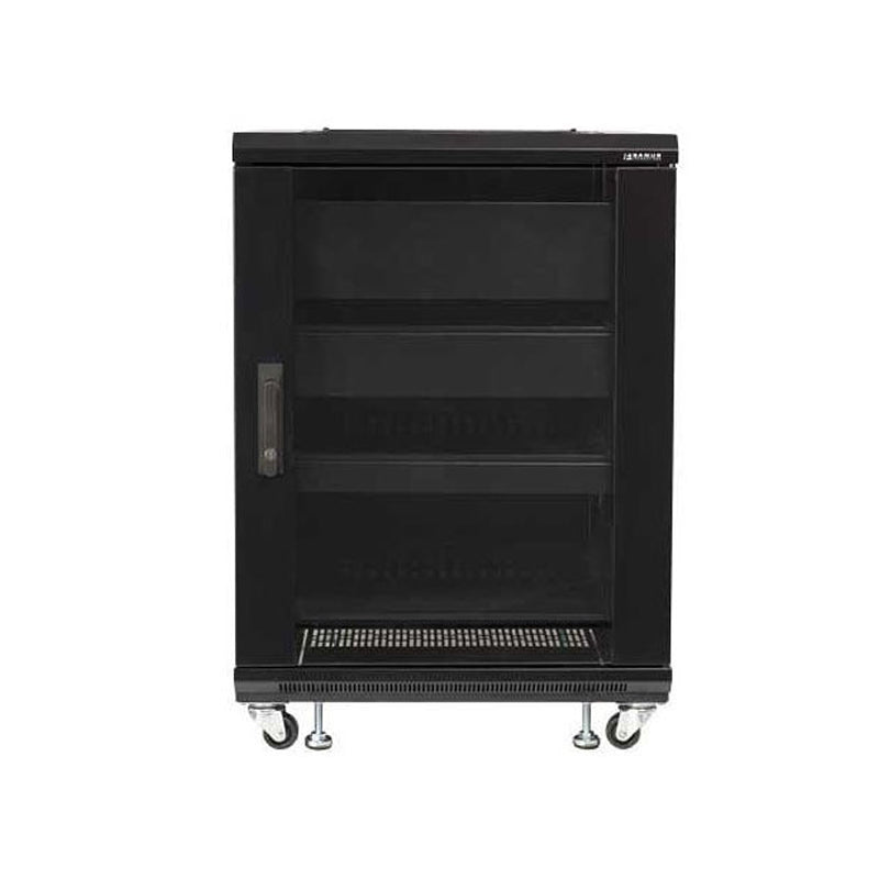 Sanus Component Series AV Rack CFR2115-B1, rolling equipment rack front view