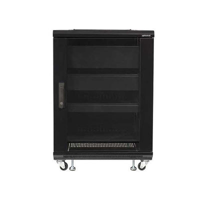 Sanus Component Series AV Rack CFR2115-B1, rolling equipment rack front view