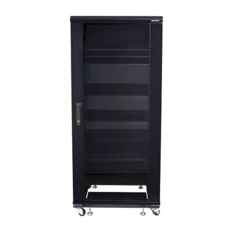 Sanus Component Series AV Rack CFR2127-B1, black equipment rack, front view
